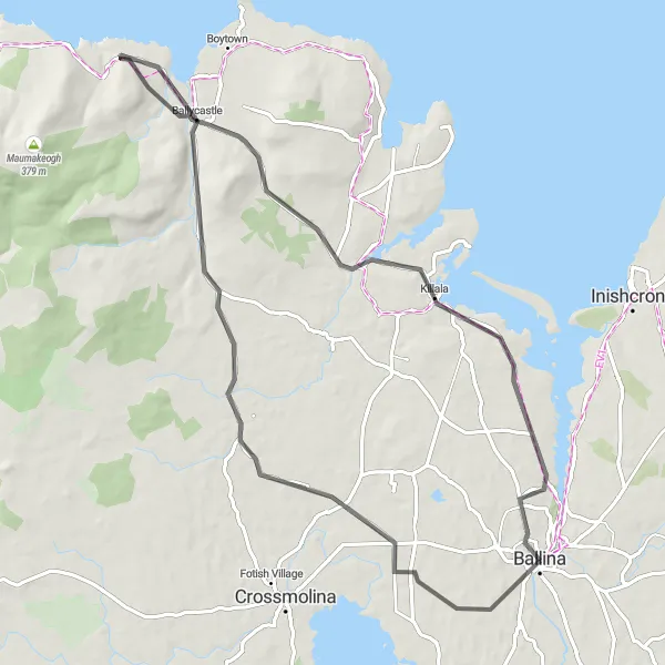 Map miniature of "Ardnaree Loop" cycling inspiration in Northern and Western, Ireland. Generated by Tarmacs.app cycling route planner