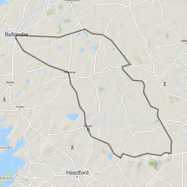 Map miniature of "The Belclare Adventure" cycling inspiration in Northern and Western, Ireland. Generated by Tarmacs.app cycling route planner