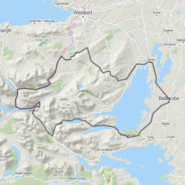 Map miniature of "Connemara Adventure" cycling inspiration in Northern and Western, Ireland. Generated by Tarmacs.app cycling route planner
