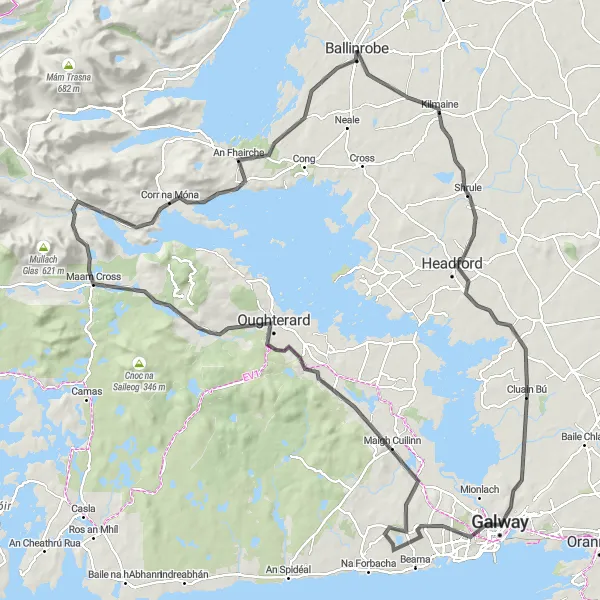 Map miniature of "The Connemara Loop" cycling inspiration in Northern and Western, Ireland. Generated by Tarmacs.app cycling route planner