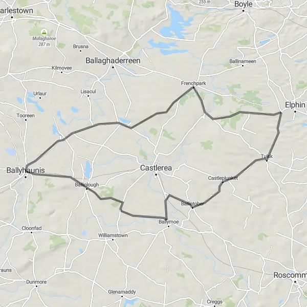 Map miniature of "Loughglinn Loop" cycling inspiration in Northern and Western, Ireland. Generated by Tarmacs.app cycling route planner