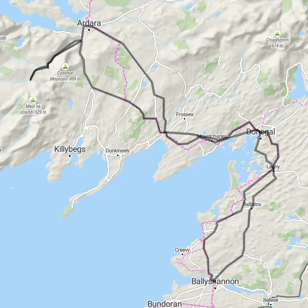 Map miniature of "Wild Atlantic Way Loop" cycling inspiration in Northern and Western, Ireland. Generated by Tarmacs.app cycling route planner