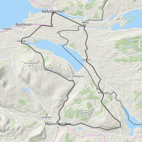 Map miniature of "Ballyshannon to Kinlough Round-trip" cycling inspiration in Northern and Western, Ireland. Generated by Tarmacs.app cycling route planner