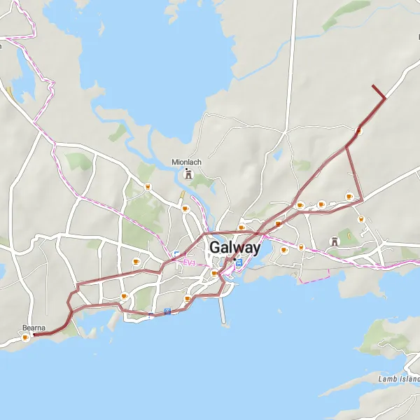 Map miniature of "Backcountry Adventure: Bearna to Merlin Park Castle" cycling inspiration in Northern and Western, Ireland. Generated by Tarmacs.app cycling route planner