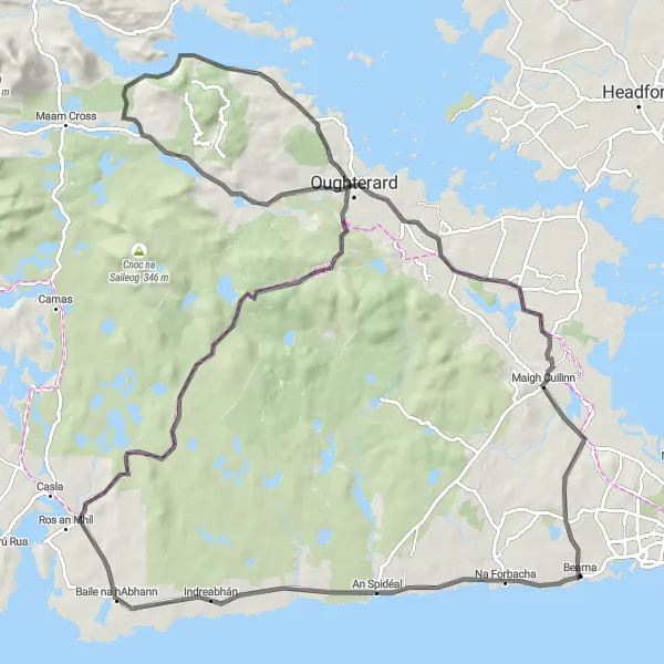 Map miniature of "The Challenge of Forested Hills" cycling inspiration in Northern and Western, Ireland. Generated by Tarmacs.app cycling route planner