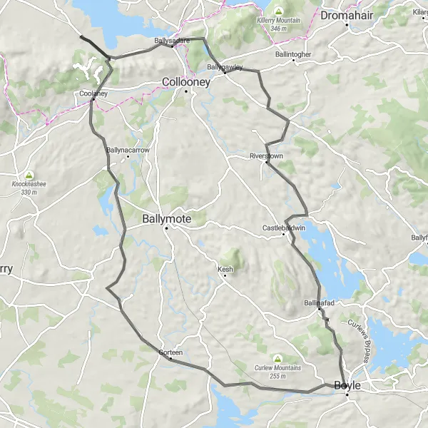 Map miniature of "Beauty of the Sligo Countryside" cycling inspiration in Northern and Western, Ireland. Generated by Tarmacs.app cycling route planner