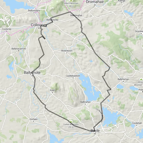Map miniature of "Cultural and Scenic Exploration" cycling inspiration in Northern and Western, Ireland. Generated by Tarmacs.app cycling route planner