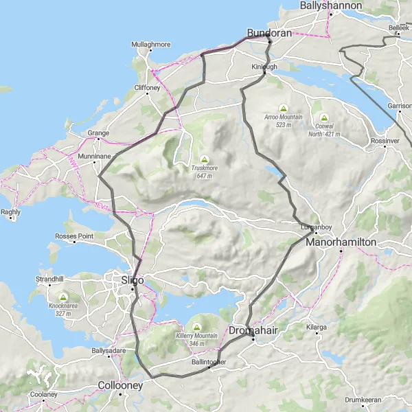 Map miniature of "Western Adventure" cycling inspiration in Northern and Western, Ireland. Generated by Tarmacs.app cycling route planner