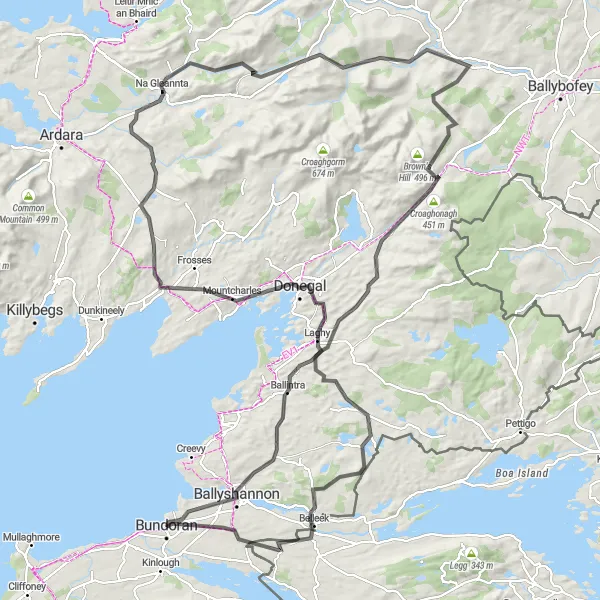 Map miniature of "Northern Loop" cycling inspiration in Northern and Western, Ireland. Generated by Tarmacs.app cycling route planner