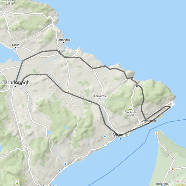 Map miniature of "The Coastal Loop" cycling inspiration in Northern and Western, Ireland. Generated by Tarmacs.app cycling route planner