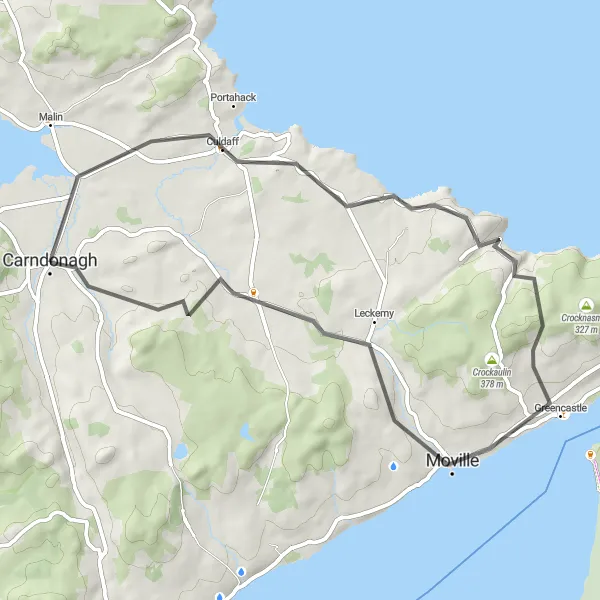 Map miniature of "The Templemoyle Challenge" cycling inspiration in Northern and Western, Ireland. Generated by Tarmacs.app cycling route planner