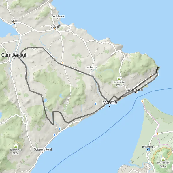 Map miniature of "The Inishowen 64" cycling inspiration in Northern and Western, Ireland. Generated by Tarmacs.app cycling route planner