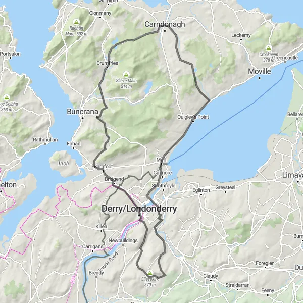 Map miniature of "The Wild Atlantic Way Challenge" cycling inspiration in Northern and Western, Ireland. Generated by Tarmacs.app cycling route planner