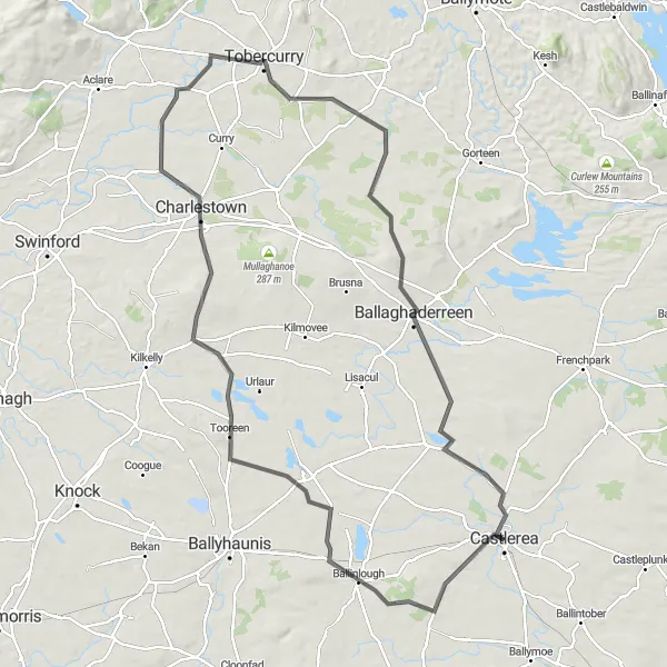 Map miniature of "The Wild Atlantic Way" cycling inspiration in Northern and Western, Ireland. Generated by Tarmacs.app cycling route planner