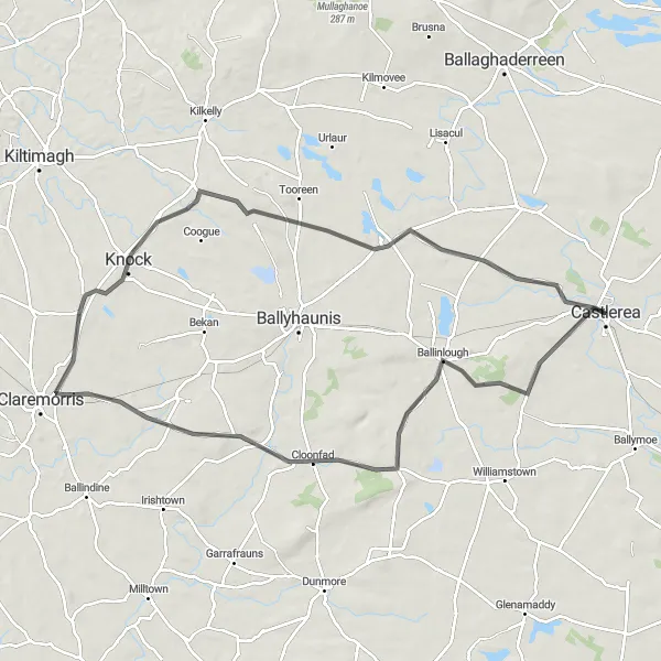 Map miniature of "Ballinlough to Aghamore Loop" cycling inspiration in Northern and Western, Ireland. Generated by Tarmacs.app cycling route planner