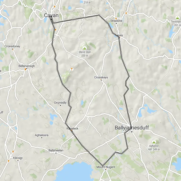 Map miniature of "Lavey Adventure" cycling inspiration in Northern and Western, Ireland. Generated by Tarmacs.app cycling route planner