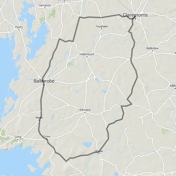 Map miniature of "Shrule to Ballinrobe Loop" cycling inspiration in Northern and Western, Ireland. Generated by Tarmacs.app cycling route planner