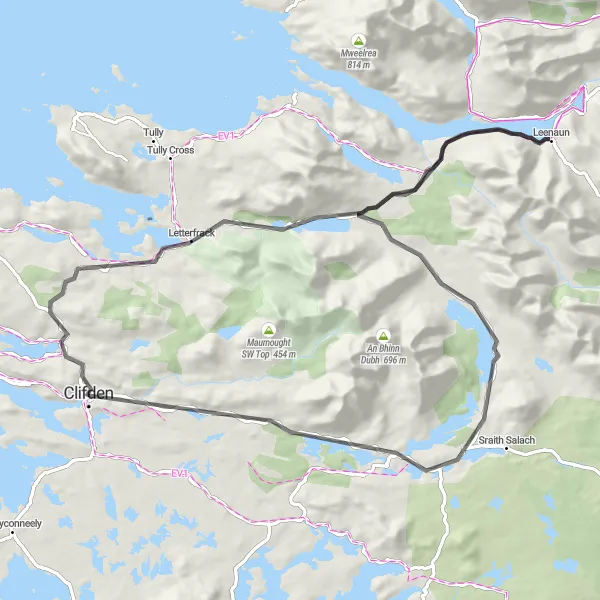 Map miniature of "The Connemara Classic" cycling inspiration in Northern and Western, Ireland. Generated by Tarmacs.app cycling route planner