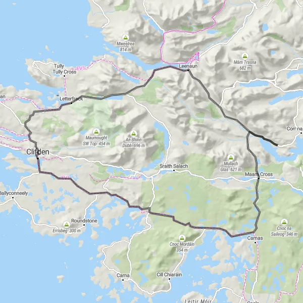 Map miniature of "Connemara Classic Route" cycling inspiration in Northern and Western, Ireland. Generated by Tarmacs.app cycling route planner