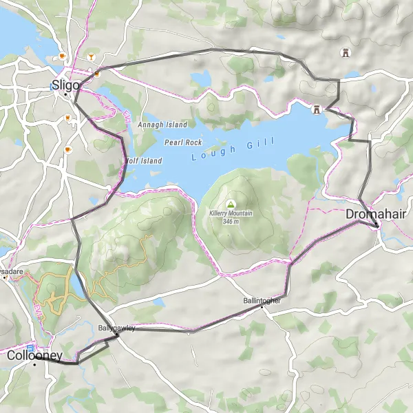 Map miniature of "Lough Gill Adventure" cycling inspiration in Northern and Western, Ireland. Generated by Tarmacs.app cycling route planner