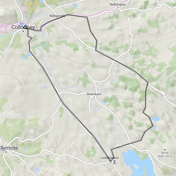 Map miniature of "Markree Castle Loop" cycling inspiration in Northern and Western, Ireland. Generated by Tarmacs.app cycling route planner