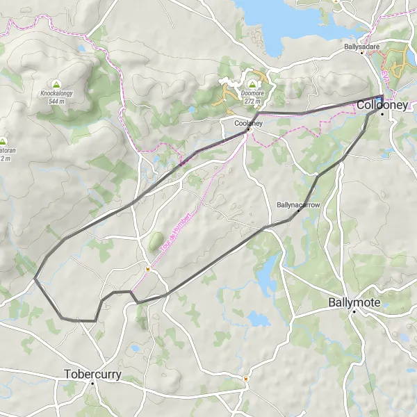 Map miniature of "Collooney Loop" cycling inspiration in Northern and Western, Ireland. Generated by Tarmacs.app cycling route planner