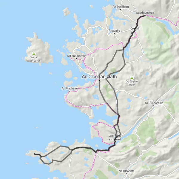 Map miniature of "Wild Atlantic Way Adventure" cycling inspiration in Northern and Western, Ireland. Generated by Tarmacs.app cycling route planner