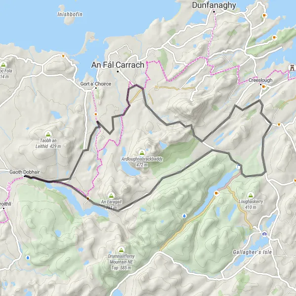 Map miniature of "Crocknalaragagh Loop Cycling Route" cycling inspiration in Northern and Western, Ireland. Generated by Tarmacs.app cycling route planner