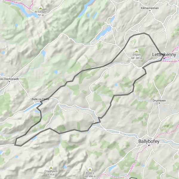 Map miniature of "Scenic Gaeltacht Tour" cycling inspiration in Northern and Western, Ireland. Generated by Tarmacs.app cycling route planner