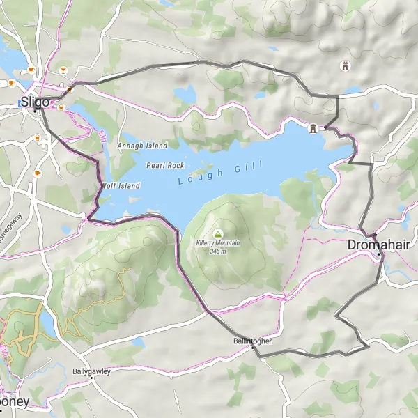 Map miniature of "Discover Dromahair" cycling inspiration in Northern and Western, Ireland. Generated by Tarmacs.app cycling route planner