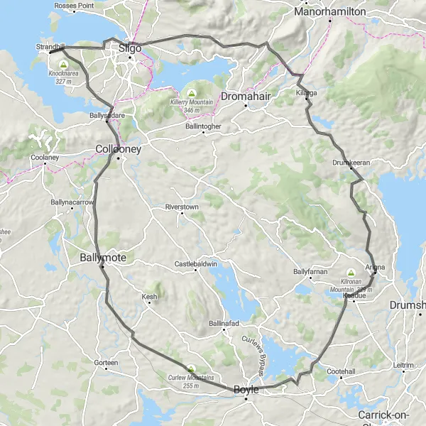 Map miniature of "Countryside Escape" cycling inspiration in Northern and Western, Ireland. Generated by Tarmacs.app cycling route planner