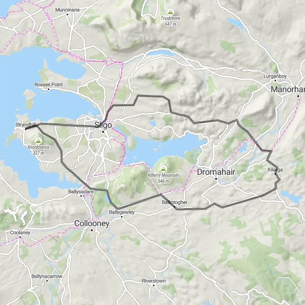 Map miniature of "Historical Landmarks and Natural Beauty" cycling inspiration in Northern and Western, Ireland. Generated by Tarmacs.app cycling route planner