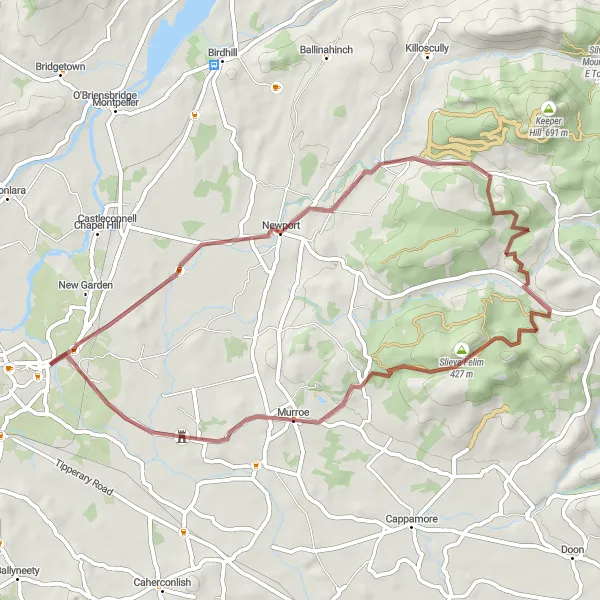 Map miniature of "The Newport Gravel Escape" cycling inspiration in Southern, Ireland. Generated by Tarmacs.app cycling route planner