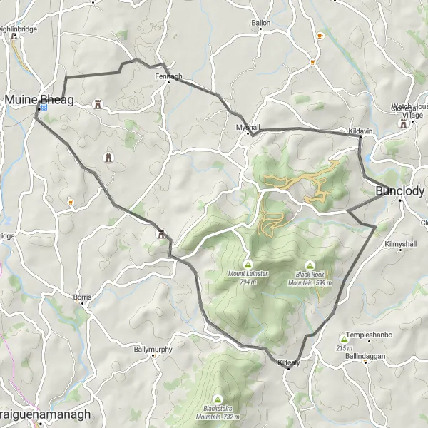 Map miniature of "Bunclody Epic" cycling inspiration in Southern, Ireland. Generated by Tarmacs.app cycling route planner