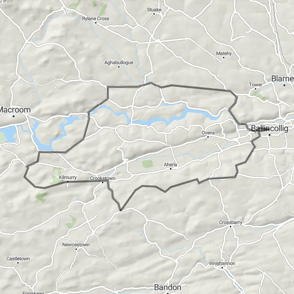 Map miniature of "Castle Adventure" cycling inspiration in Southern, Ireland. Generated by Tarmacs.app cycling route planner