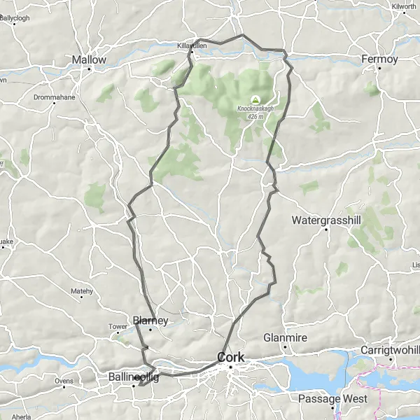 Map miniature of "Historical Journey" cycling inspiration in Southern, Ireland. Generated by Tarmacs.app cycling route planner