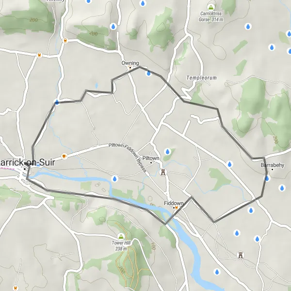 Map miniature of "The Twin Trails" cycling inspiration in Southern, Ireland. Generated by Tarmacs.app cycling route planner