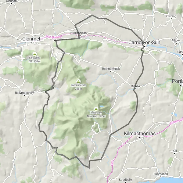 Map miniature of "The Wild Oak" cycling inspiration in Southern, Ireland. Generated by Tarmacs.app cycling route planner