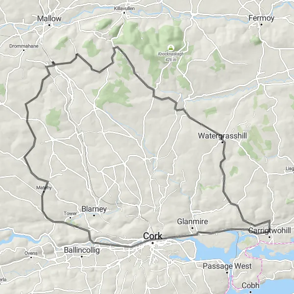 Map miniature of "The Cork City and Shandon Bells Loop" cycling inspiration in Southern, Ireland. Generated by Tarmacs.app cycling route planner