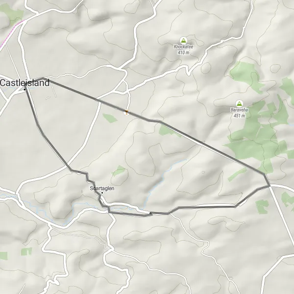 Map miniature of "The Scenic Castle Road" cycling inspiration in Southern, Ireland. Generated by Tarmacs.app cycling route planner