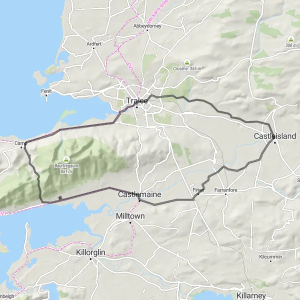 Map miniature of "Castleisland to Blennerville and Camp Round Trip" cycling inspiration in Southern, Ireland. Generated by Tarmacs.app cycling route planner