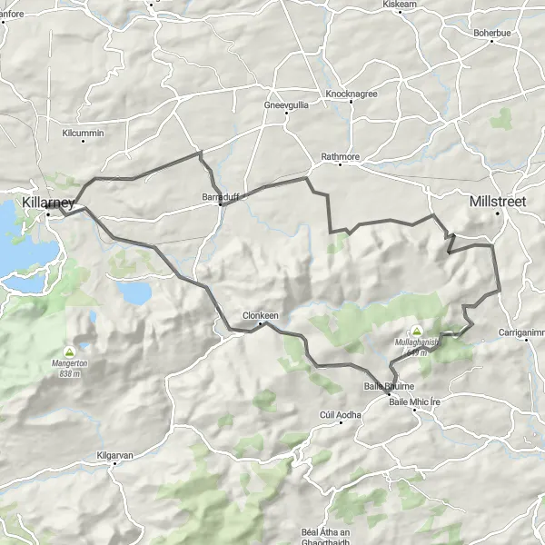 Map miniature of "Clonkeen Challenge" cycling inspiration in Southern, Ireland. Generated by Tarmacs.app cycling route planner