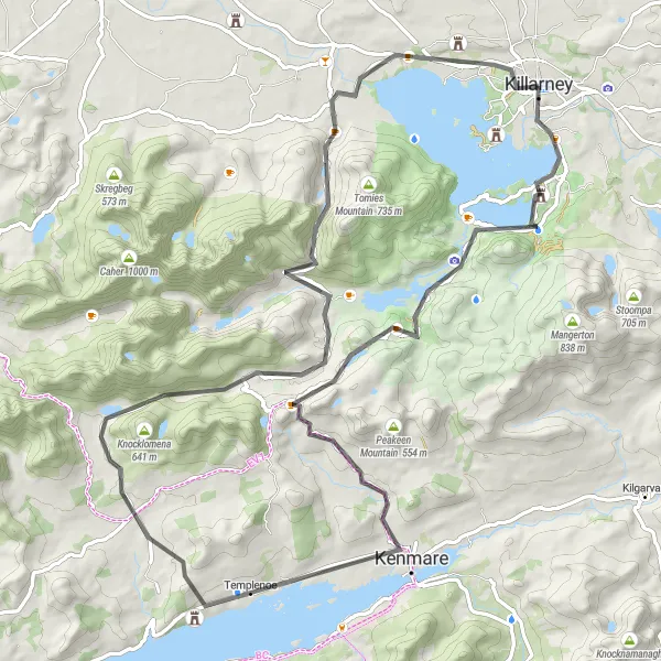 Map miniature of "Muckross Magic" cycling inspiration in Southern, Ireland. Generated by Tarmacs.app cycling route planner