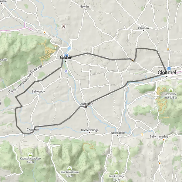 Map miniature of "The Rugged Ridges of Southern Ireland" cycling inspiration in Southern, Ireland. Generated by Tarmacs.app cycling route planner