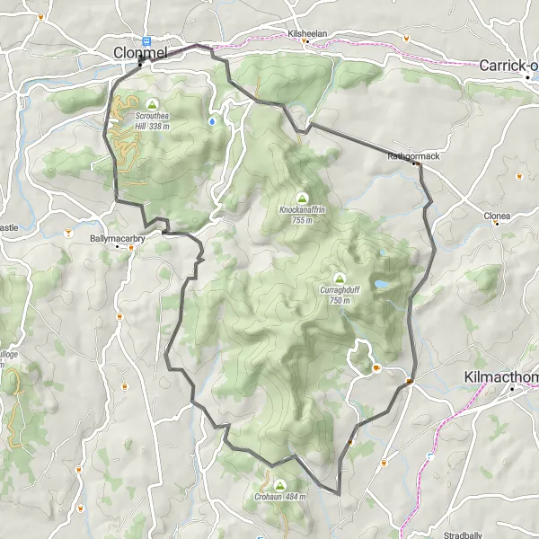 Map miniature of "Castle and Scenic Beauty" cycling inspiration in Southern, Ireland. Generated by Tarmacs.app cycling route planner