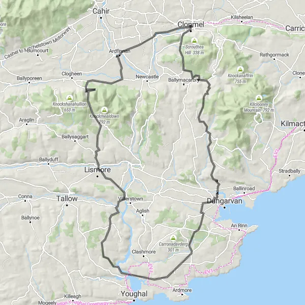 Map miniature of "The Vestry Loop" cycling inspiration in Southern, Ireland. Generated by Tarmacs.app cycling route planner