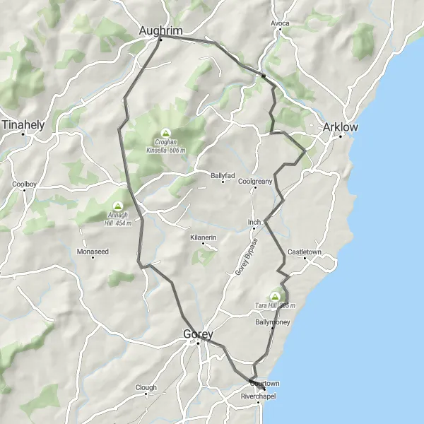 Map miniature of "Coastal Delight" cycling inspiration in Southern, Ireland. Generated by Tarmacs.app cycling route planner