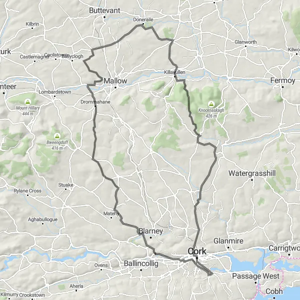Map miniature of "Douglas to Doneraile Loop" cycling inspiration in Southern, Ireland. Generated by Tarmacs.app cycling route planner