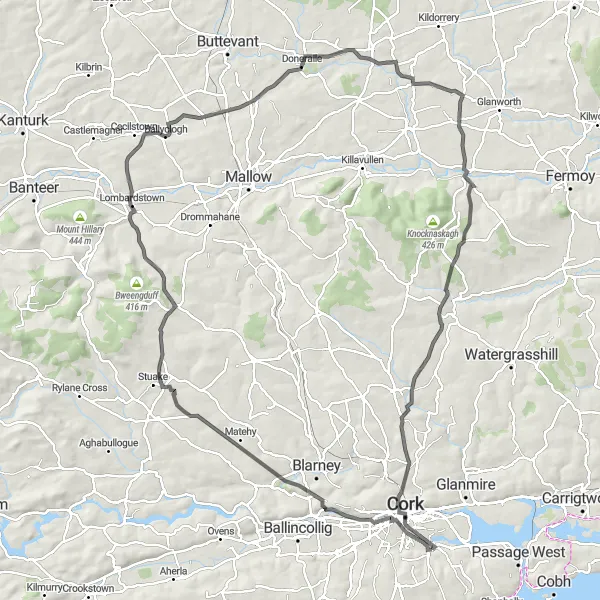 Map miniature of "City View Summit Loop" cycling inspiration in Southern, Ireland. Generated by Tarmacs.app cycling route planner