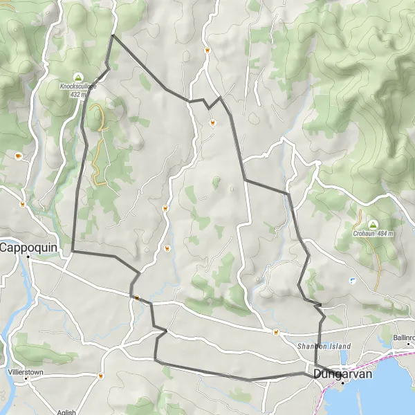 Map miniature of "Dungarvan to Ballinamult" cycling inspiration in Southern, Ireland. Generated by Tarmacs.app cycling route planner